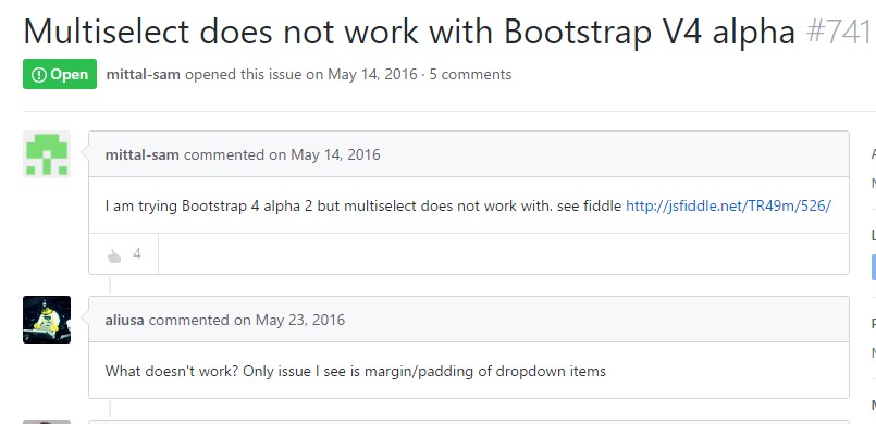 Multiselect does  not actually  function with Bootstrap V4 alpha